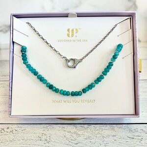 Blue Turquoise Beaded Necklace with Silver Accents